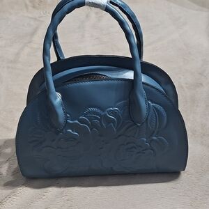 Patricia Nash Embossed Blue Shoulder Bag
